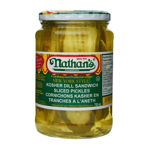 Nathan's Kosher Dill Sandwich Slices 750 ml