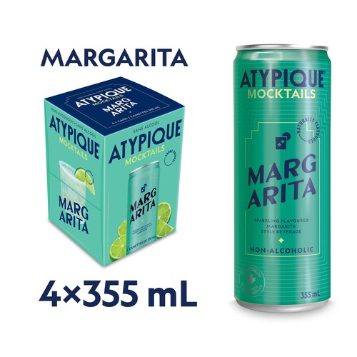 Atypique Non-Alcoholic Mocktail Margarita 4 x 355 ml (cans)