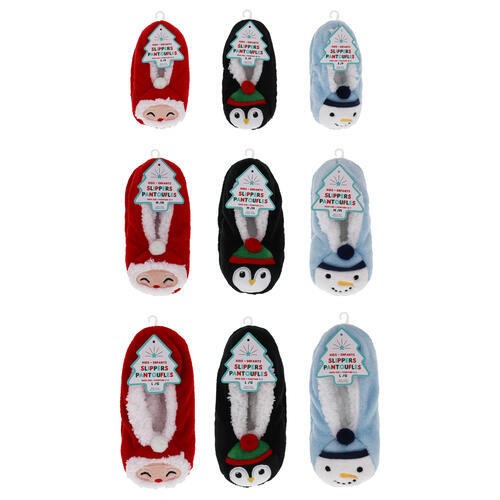 Kids Critter Xmas Slippers
