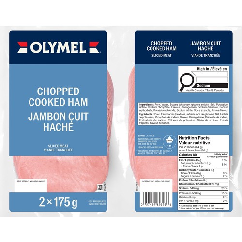 Olymel Deli Sliced Ham Chopped Cooked Duo 2 x 175 g
