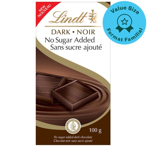 Lindt Chocolate Bar No Sugar Added Dark 100 g