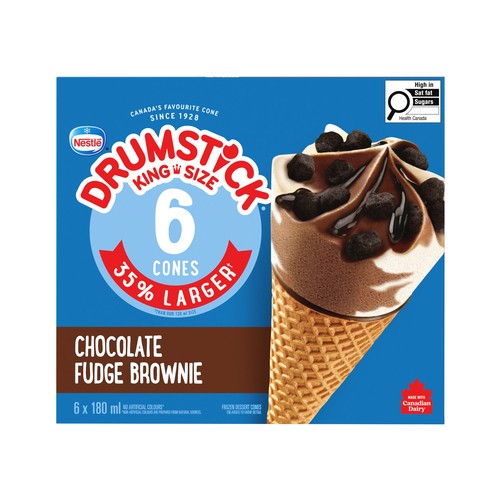 Nestlé Drumstick Frozen Dessert Cones King Size Chocolate Fudge Brownie 6 x 180 ml
