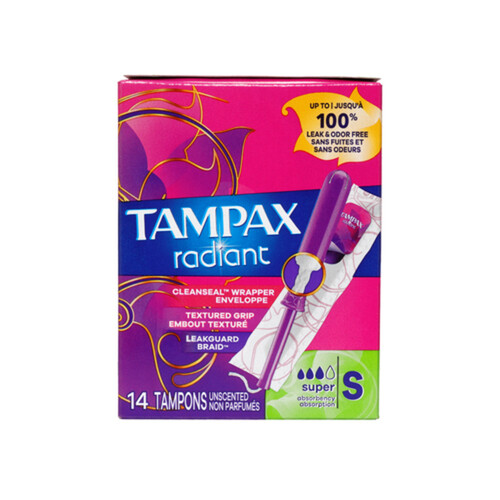 Tampax Radiant Tampons Super Unscented 14 Count