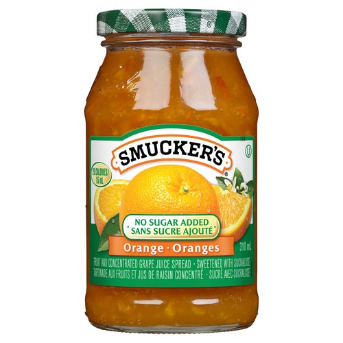 Smucker's No Sugar Added Marmalade Jam Orange 310 ml