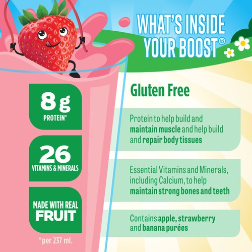 Boost Kids Nutritional Supplement Essential Fruit Blend Strawberry Banana 6 x 237 ml