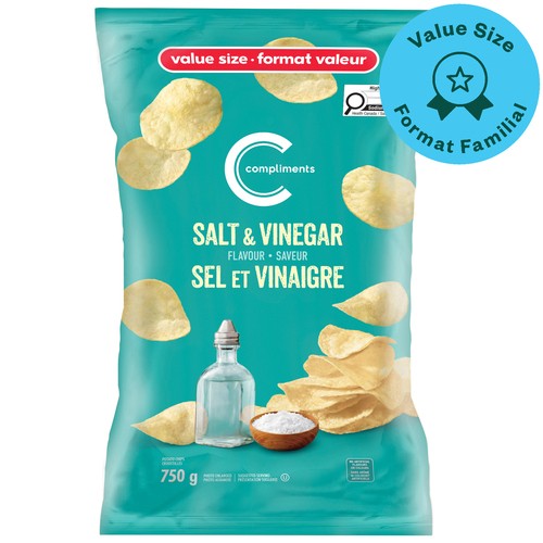 Compliments Potato Chips Salt & Vinegar 750 g