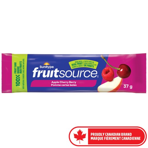 SunRype Fruitsource 100% Fruit Bar Apple Cherry Berry 37 g