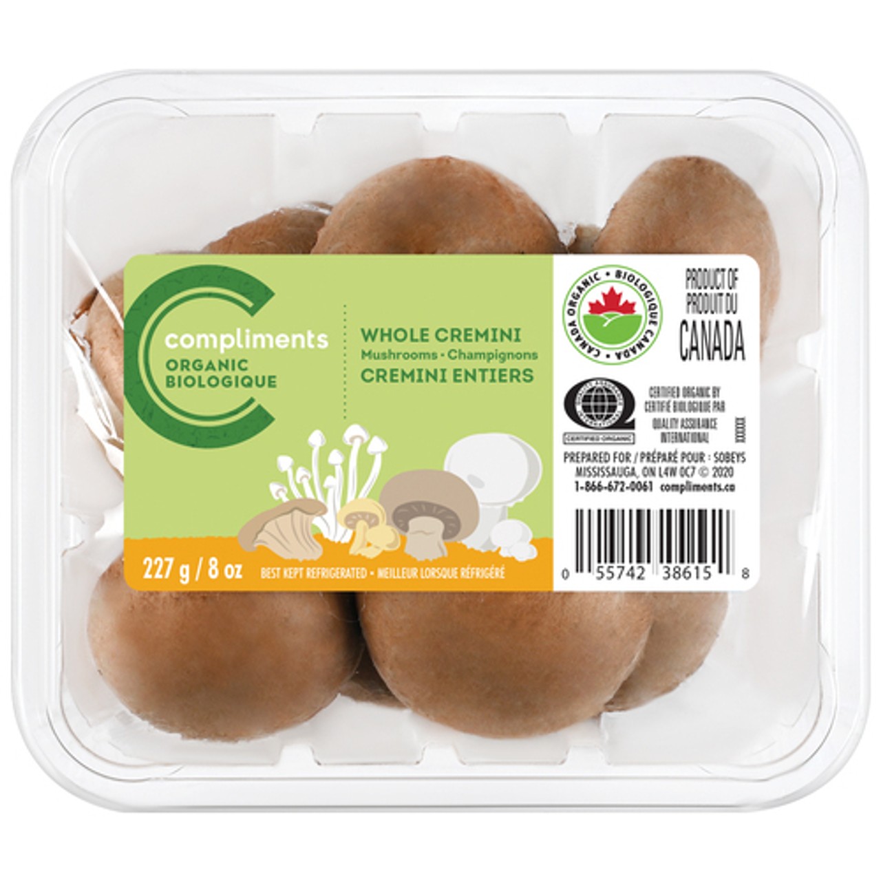 Compliments Organic Mushrooms Whole Cremini 227 g - Voilà Online ...