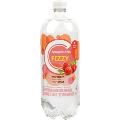 Compliments Fizzy Sparkling Water Raspberry 1 L (bottle)