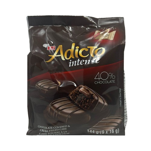 ETI Adicto Intense Cake Chocolate Covered & Cream Filled 144 g