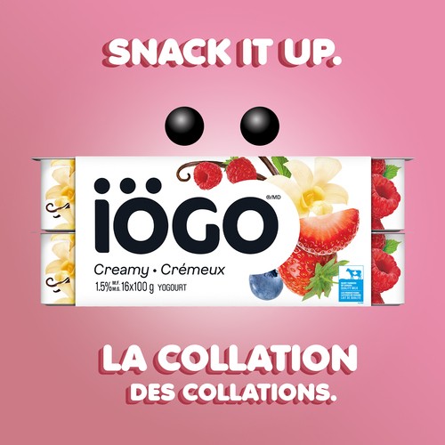 iÖGO 1% Yogurt Cups Creamy Strawberry Raspberry Blueberry Vanilla 16 x 100 g