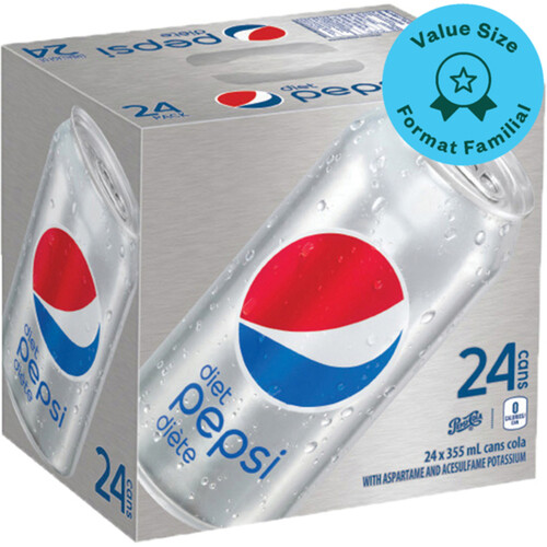 Pepsi Diet Soft Drink 24 x 355 ml (cans)