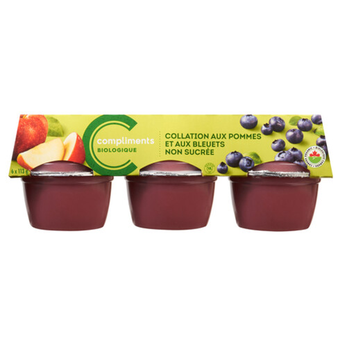 Compliments Organic Snack Unsweetened Apple Blueberry 6 x 113 g