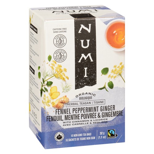 Numi Organic Herbal Teasan Fennel Peppermint Ginger 16 Tea Bags