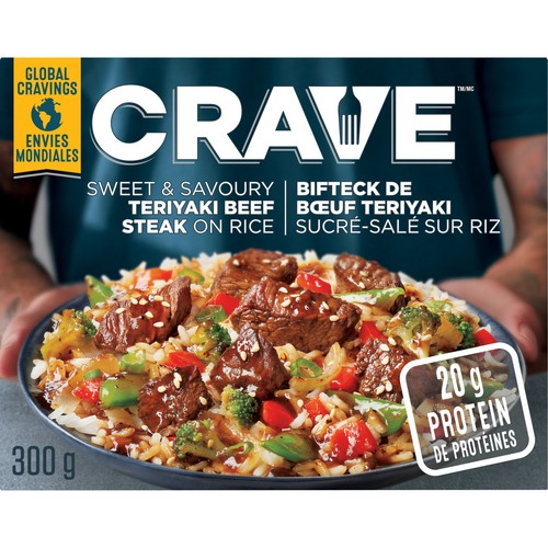 Crave Frozen Sweet & Savoury Teriyaki Beef Steak On Rice 300 g