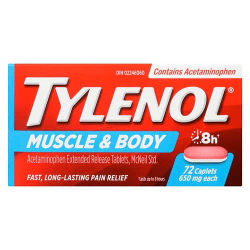 Tylenol  Pain Relief 650 mg Caplets Analgesics Muscle Aches & Body72 EA