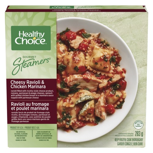 Healthy Choice Gourmet Steamers Frozen Meal Cheesy Ravioli And Chicken Marinara 283 g