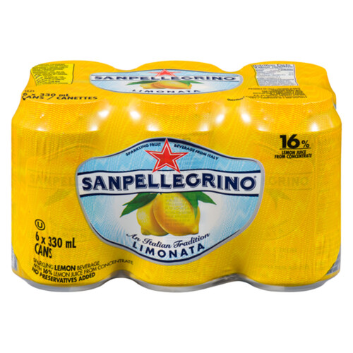 San Pellegrino Sparkling Mineral Water Limonata 6 x 330 ml (cans)