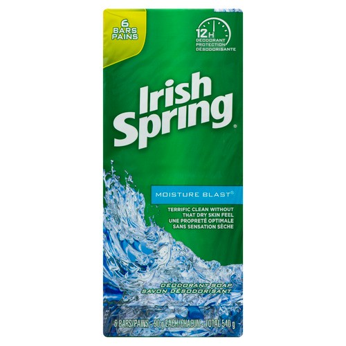 Irish Spring Moisture Blast Bar Soap 6 Bars x 90 g