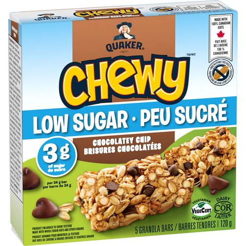 Quaker Chewy Low Sugar Granola Bars Chocolatey Chip 5 Pack 120 g