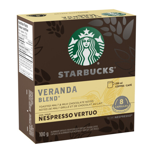 Starbucks Coffee Pods Nespresso Vertuo Veranda Blend 8 Capsules 100 g