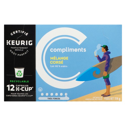 Compliments Coffee Pods Bold Blend Dark Roast 12 K-Cups 114 g