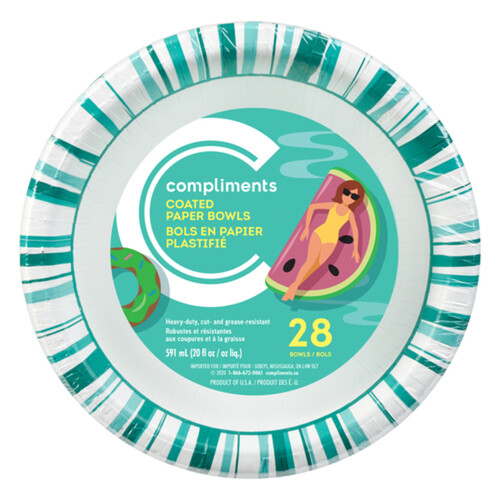 Compliments Decorated Paper Bowls 20-ounce 28 Pack