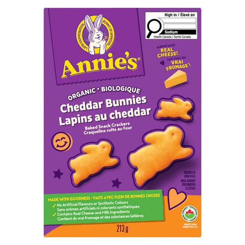 Annie's Organic Baked Snack Crackers Cheddar Bunnies 213 g