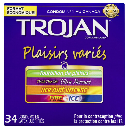Trojan Pleasure Pack Latex Condoms 34 EA 