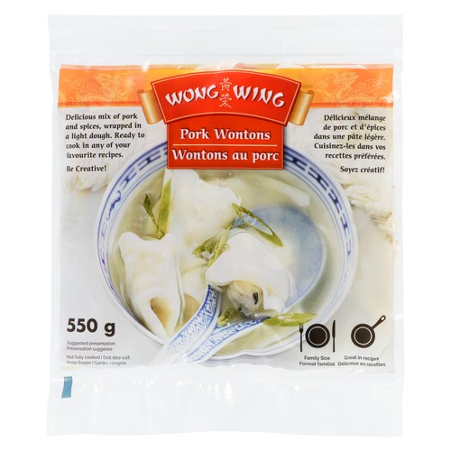Wong Wing Frozen Uncooked Wonton Pork 550 g