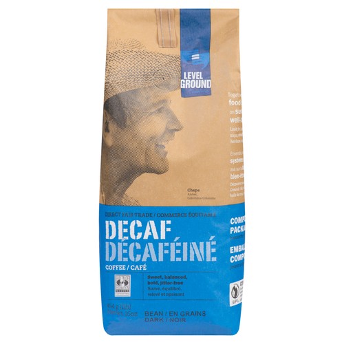 Level Ground Decaffeinated Dark Roast Coffee Beans 454 g