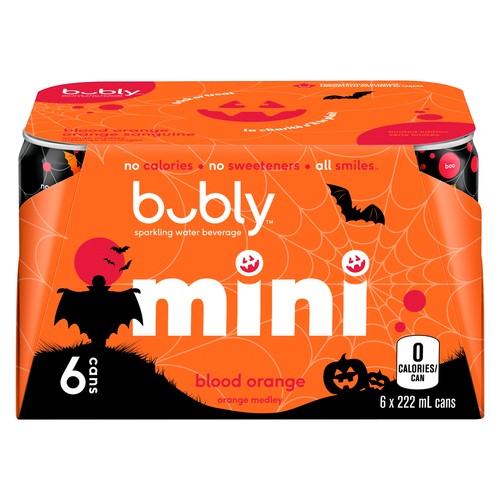 Bubly Mini Sparkling Water Blood Orange 6 x 222 ml (cans)
