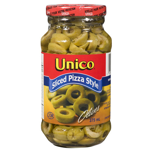 Unico Green Olives Sliced Pizza Style 375 ml