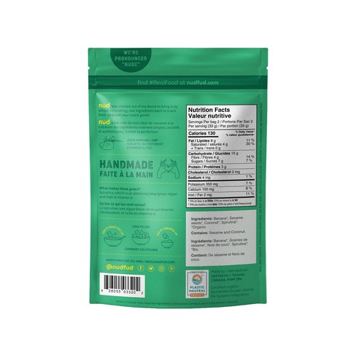 Nud spirulina banana crisps 66 g