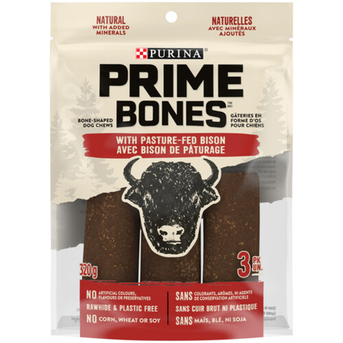 Prime Bones Dog Treats With Pasture-Fed Bison Bone-Shaped Dog Chews 320 g