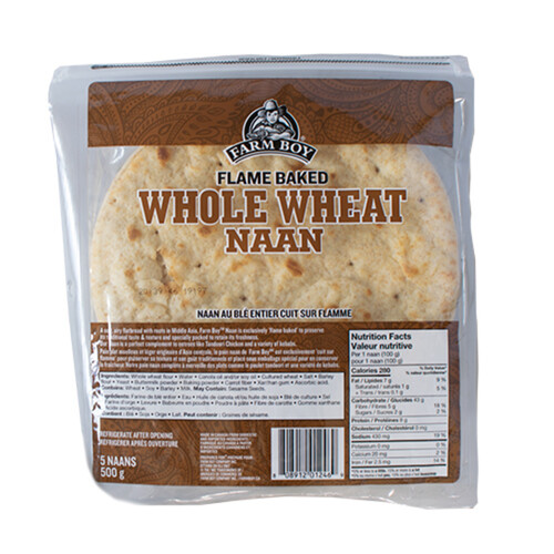 Farm Boy Naan Whole Wheat Flame Baked 500 g