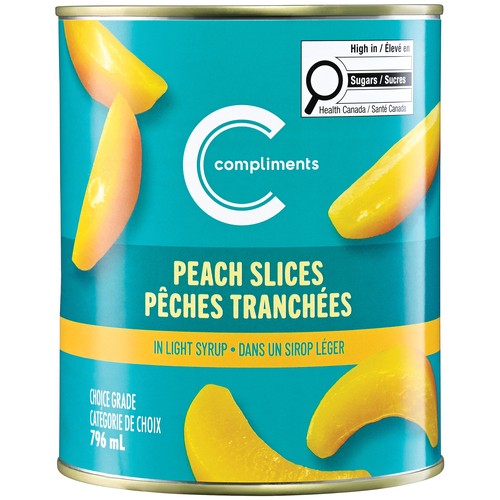Compliments Canned Peach Slices In Light Syrup 796 ml