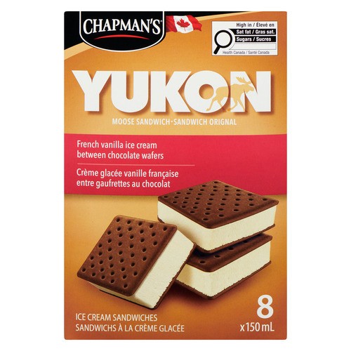 Chapman's Ice Cream Sandwiches Great Canadian Yukon French Vanilla 8 EA
