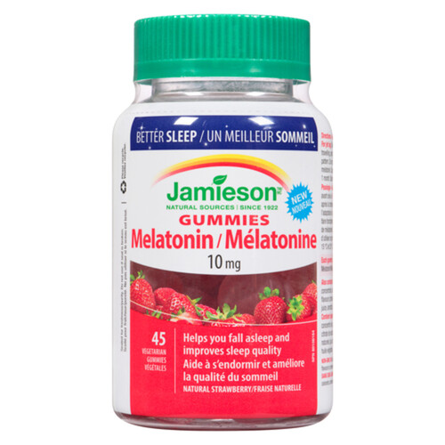 Jamieson Melatonin 10 mg Vegetarian Gummies Natural Strawberry 45 Count