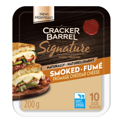 Cracker Barrel Signature Sliced Cheese Smoked Cheddar 10 Slices 200 g