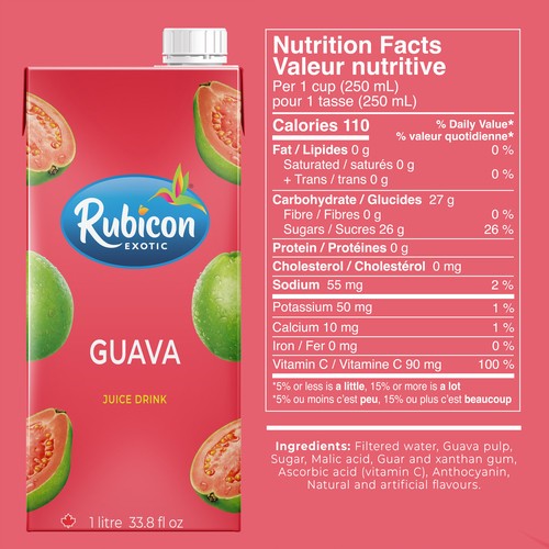 Rubicon Juice Drink Guava No Sugar Added 1 L