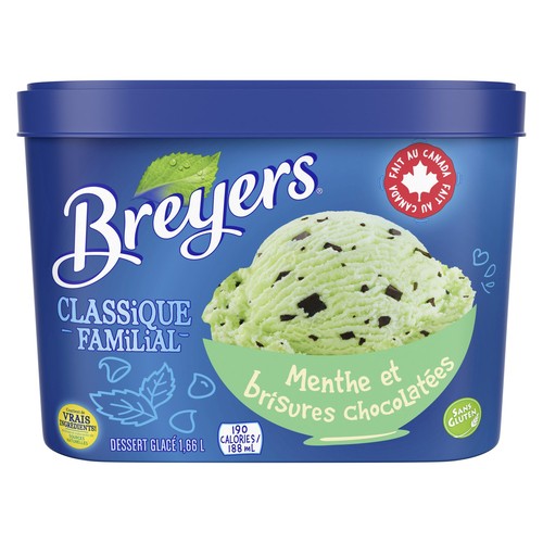 Breyers Frozen Dessert Mint Chocolatey Chip Family Classic 1.66 L