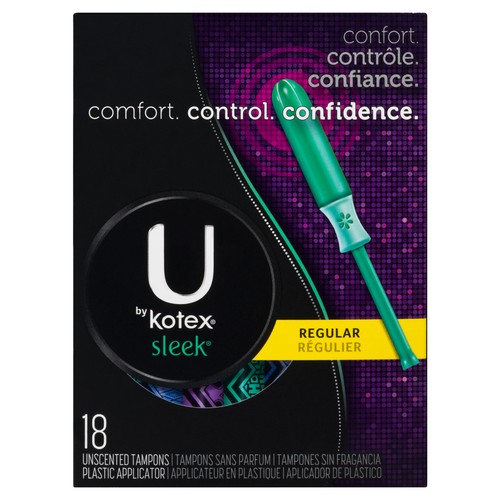 U by Kotex Sleek Tampons Regular Unscented 18 Count