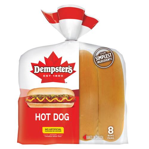 Dempster's Hot Dog Buns Original 8 Pack 376 g