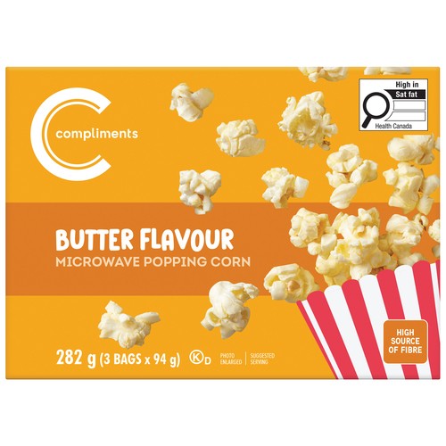 Compliments Popping Corn Butter Flavour 3 x 94 g