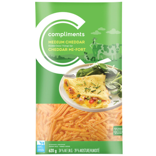 Compliments Shredded Cheese Medium Cheddar 620 g