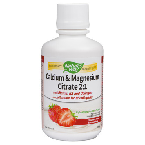 Nature's Way Calcium & Magnesium Citrate 2:1 Liquid Strawberry Flavour 500 ml