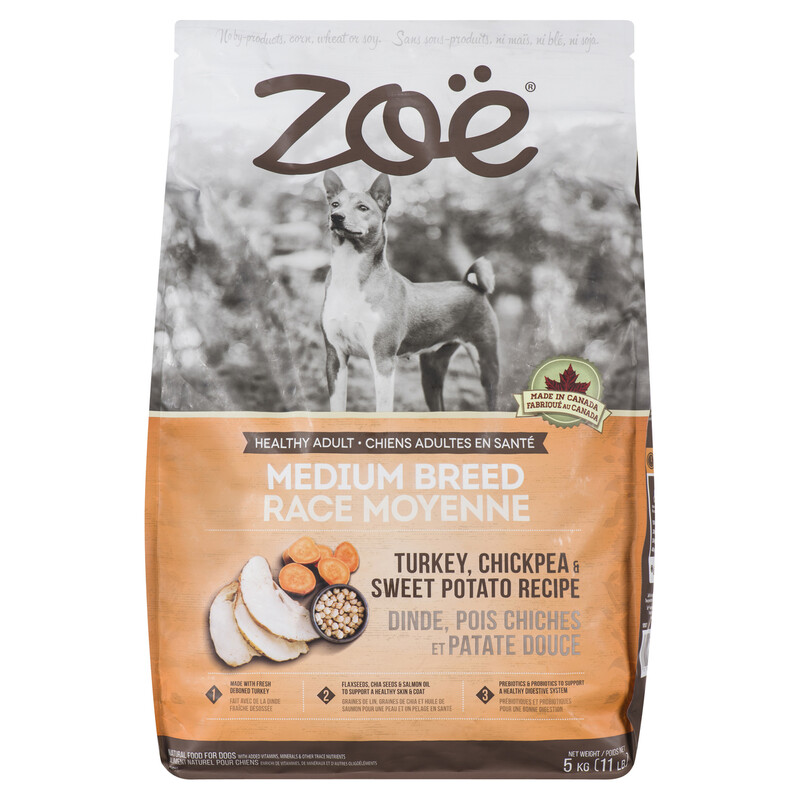 Zoe Dog Food Medium Breed Turkey, Chick Pea & Sweet Potato 5 kg Voilà
