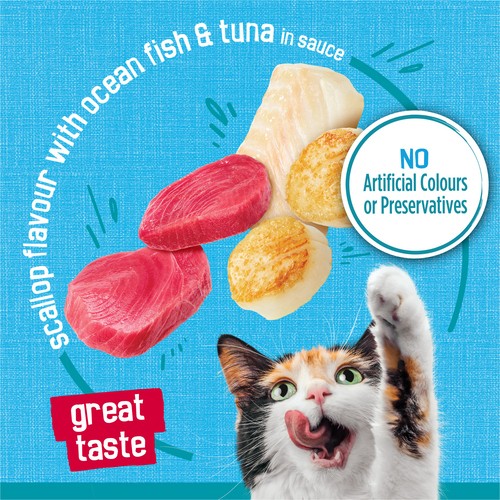 Friskies Tasty Treasures Wet Cat Food Ocean Fish and Tuna in Sauce 156 g