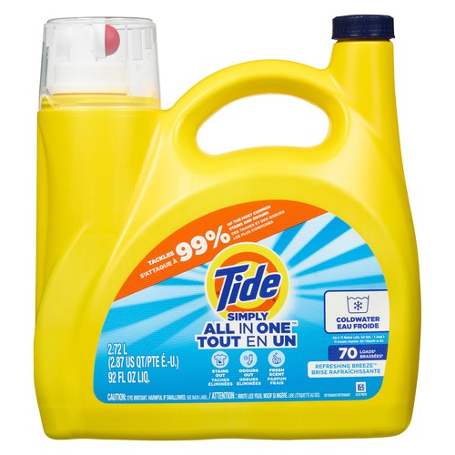 Tide Liquid Laundry Detergent Simply All In One Refreshing Breeze 2.72 L